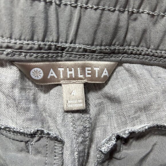 Athleta Women's Sz 4 Cabo Linen Jogger Pants In Osprey Gray Athletic Pants - Picture 8 of 11